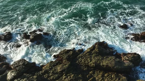 Ocean Surface Movement and Sea Foam Pattern Stock Footage 340124395