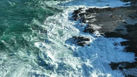 Ocean Surface Pattern and Coastal Foam Texture Stock Footage 340121468