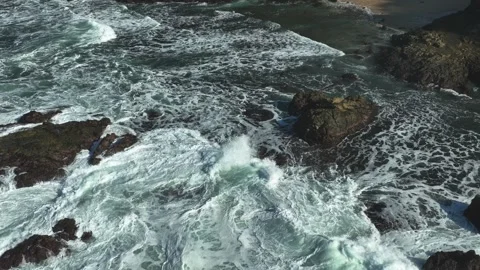 Ocean Surface Pattern and White Sea Foam Aerial View Stock Footage 340123954