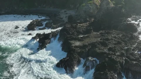Ocean Surface Texture and Foam Pattern Drone Shot Stock Footage 340124249