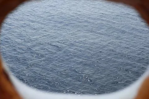 Ocean Surface Viewed Through Lifebuoy Opening Fotos Stock