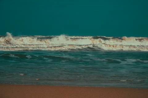 Ocean surface wave seamless. Underwater cartoon liquid pattern river and sea  写真素材