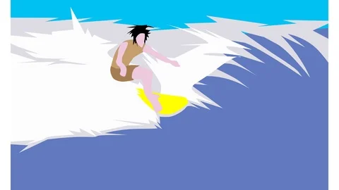 Ocean surfing animation Stock Footage 91602444