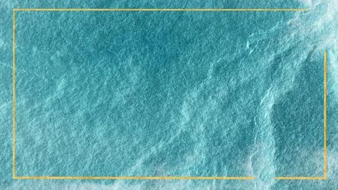 Ocean teal white tone granite rough texture surface background with gold bord Stock Illustration