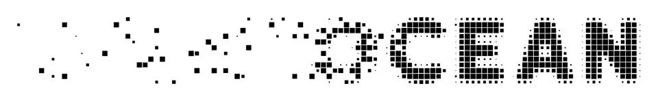 Ocean Text Destructed Pixel Icon Stock Illustration