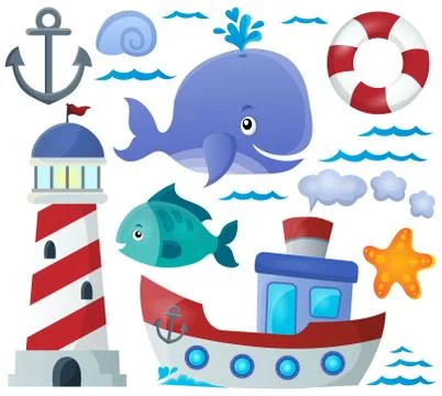 Ocean theme collection - eps10 vector illustration. Stock Illustration