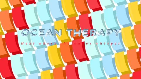 OCEAN THERAPY white background text mask with contour stacked depth shadow Stock Illustration