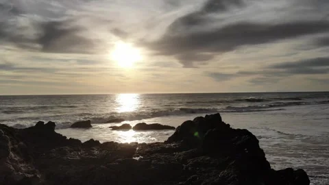 Ocean tide with beach sunset Video stock 297228968