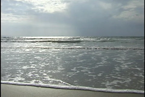Ocean Tide Coming into Beach Stock Footage 297971