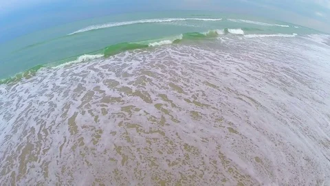 Ocean tide rolling waves aerial Stock Footage 74091921