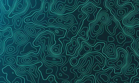 Ocean topographic line map with curvy wave isolines vector illustration. Stock Illustration