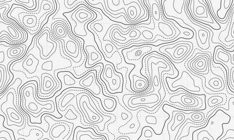 Ocean topographic line map with curvy wave isolines vector illustration. Stock Illustration