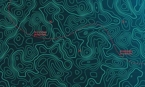 Ocean topographic line map with curvy wave isolines vector illustration. Stock Illustration