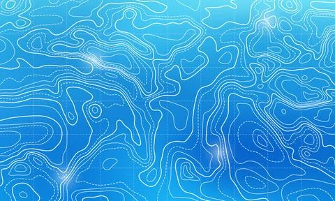 Ocean topographic line map with curvy wave isolines vector illustration. Stock Illustration
