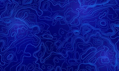 Ocean topographic line map with curvy wave isolines vector illustration. Illustrazione stock