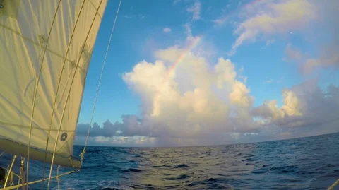 In the ocean toward the rainbow. Stock Footage 108039621
