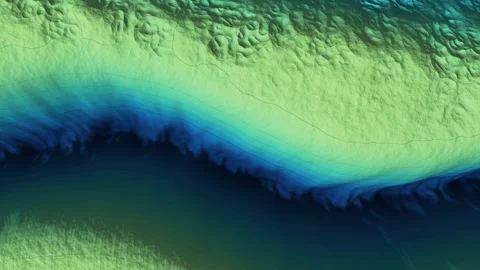 Ocean Trench Bathymetry Chart Abyssal Plain Depth Contours Nadir Multibeam Stock Footage 343367141