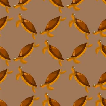Ocean Turtle Seamless Pattern. Sea Graphic Simple Animal Texture Stock Illustration