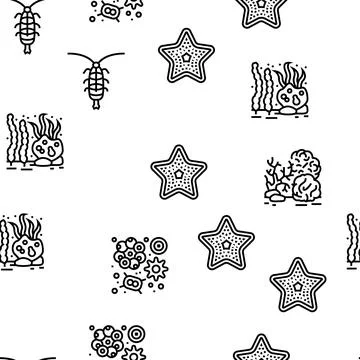 Ocean Underwater Life Vector Seamless Pattern Stock Illustration