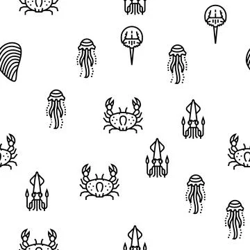 Ocean Underwater Life Vector Seamless Pattern Stock Illustration