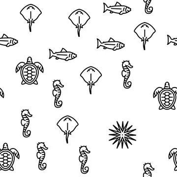 Ocean Underwater Life Vector Seamless Pattern Illustrazione stock
