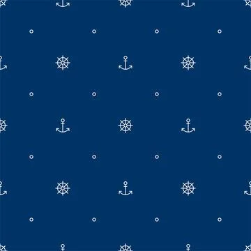 Ocean vector seamless pattern for print fabric or paper. Blue sea background. Illustrazione stock