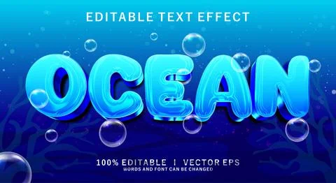 Ocean vector text effect with modern style design Stock Illustration