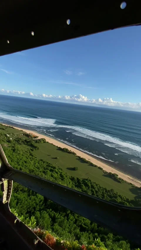 Ocean view from an abandoned plane Stock Footage 221476592