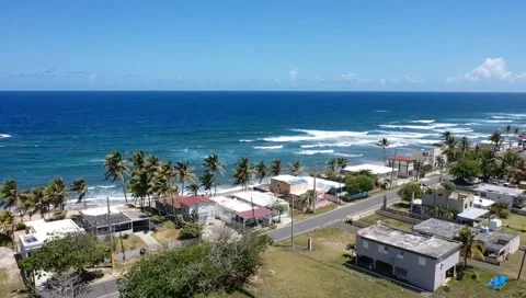 Ocean View Aerial Over looking Puerto Rico Stock Footage 152341604