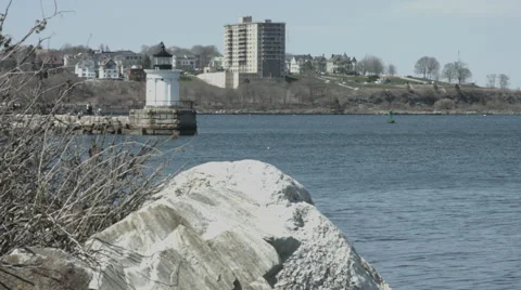 Ocean view of Bug Light House Video stock 62441312