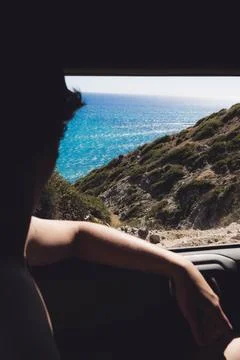 Ocean view from car window Stock Photos