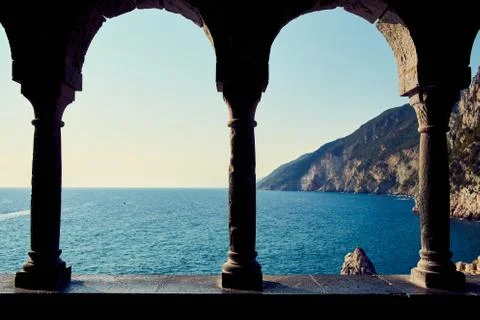 Ocean View from A Castle Stock Photos