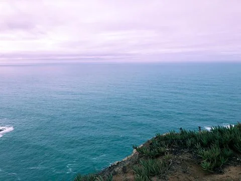 Ocean view from a cliffside Stock Photos