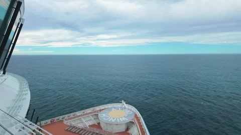 Ocean view from a cruise ship deck, showcasing vast blue waters Stock Footage 324410007