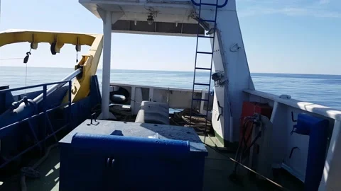 Ocean view from the deck of ship Stock Footage 138300414