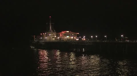 Ocean View of Dock at Night Stock-Footage 19303355