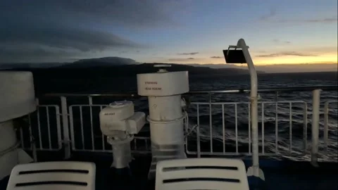 Ocean View During Dawn in a Passenger Ship Stock Footage 233653944