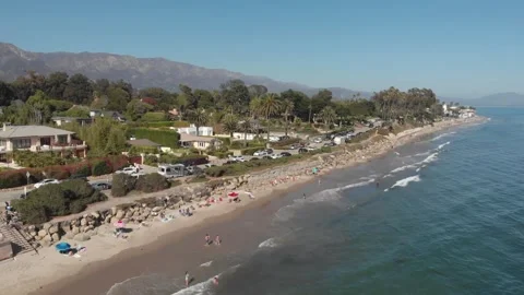 Ocean view flying a Drone in Santa Barbara Stock Footage 241362528