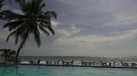 Ocean view from Hotel. Swiming pool in shot. Stock Footage 58317344