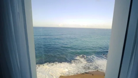 Ocean View from Hotel on Vacation Stock Footage 118547094