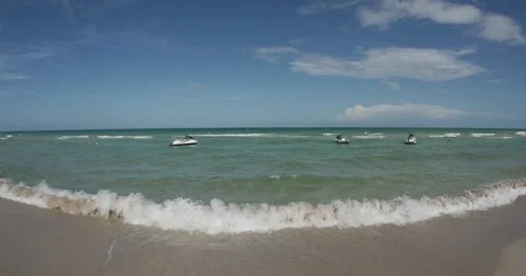 Ocean View with Jet Skis - Miami Beach 4K Stock Footage 60649755