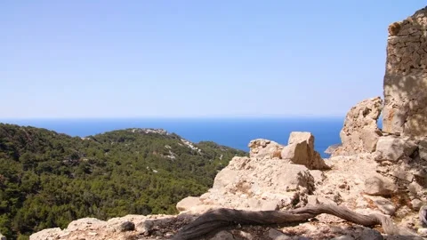 Ocean View from Monolithos Castle Video stock 158145964