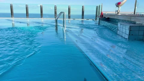 Ocean View Pool on Cruise Deck Stock Footage 347931011