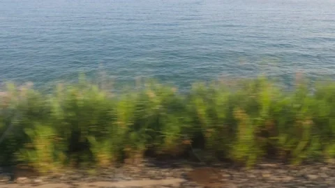 Ocean View with Rails In the Foreground Stockbeeldmateriaal 146190912