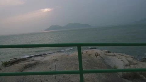 Ocean view from small island ,Cheung Chau, Hong Kong Stock Footage