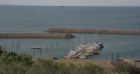 Ocean View With Small Port Stock Footage 317435145