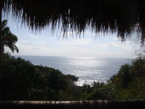 Ocean View From Thatched Hut 写真素材