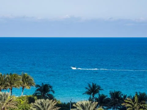Ocean view through the window of building in Miami Beach Stock Photos