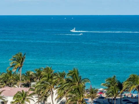 Ocean view through the window of building Stock Photos