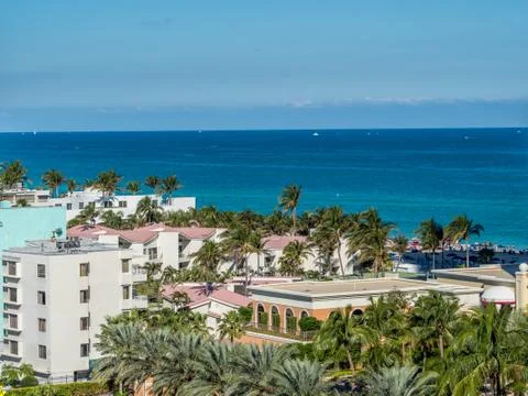 Ocean view through the window of building Stock Photos